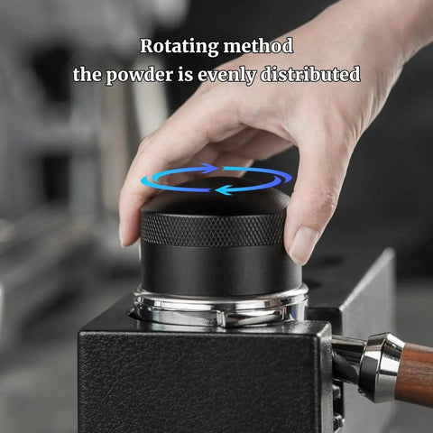 Top Tier Wdt Tool For Espresso Buffs Cuts Ground Clumps Dead Flat And Levels Your Coffee Bed For Creamy Shots. Hand rotating stirrer on espresso setup.