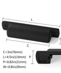 10 Pack Black Cup Pulls 3 Inch Center To Center Drawer Pulls Matte Black Cabinet Hardware For Kitchen Cabinets Vintage Style Zinc Alloy Durable Cup Pull Handles Easy Install, dimensions labeled