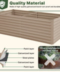 Galvanized Raised Garden Bed Kit For Vegetables Flowers And Herbs Tall Metal Garden Bed With Tools Gloves Plant Labels Brown 6x3x2 Ft Deep 2 Ft Soil Capacity showing material layers