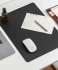Leather Desk Blotter Pad 17 By 12 Inches Flat Non Slip Waterproof Black With Velvet Back Non Glare Surface for writing desk setup