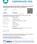UIAA safety certificate for climbing and mountaineering equipment, showing issued and last inspected dates, with signatures.
