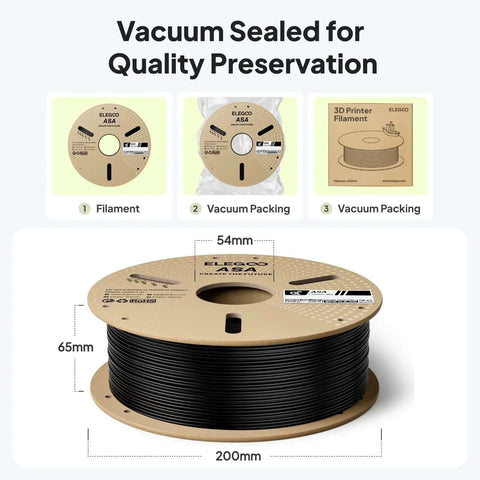 ASA 1.75mm 1Kg UV Weather Resistant 3D Printer Filament spool in vacuum-sealed package for outdoor parts and FDM printers