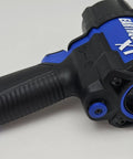 1/2 Inch Blue Composite Air Impact Wrench 1200 Ft Lb Breakaway Torque Twin Hammer Beast Rubberized Grip side view with controls