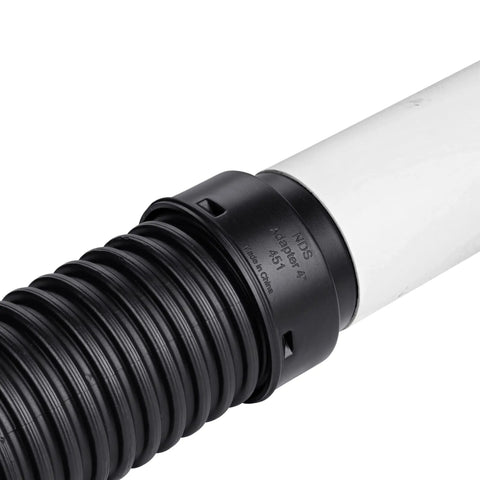 HDPE Corrugated Adapter 4 Inch Spigot to 4 Inch Corrugated Hub Connection for Easy Plug and Play Transition Between Corrugated Pipe and Sewer Drain Lines Black Durable Fittings