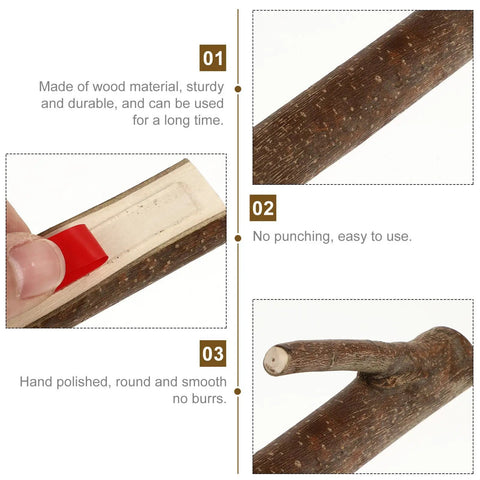 Straight Up Solid Natural Wood Wall Hooks For Bags And Hats Vintage Branch Coat Rack Entryway Storage Game Changer For Keys And Coats Easy Peasy Hangup For Your Daily Grind, showing hand-polished wood with a smooth finish.