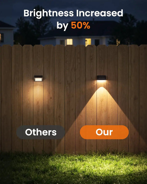 Kick It Up A Notch With This 8 Pack Of Solar Fence Lights Delivering A Cozy Warm White Glow Automatic Dusk To Dawn Switchout illuminated fence at night