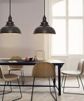 Two Pack Bronze Pendant Lights For Kitchen Island Industrial Adjustable Hanging Barn Light Fixtures With Oil Rubbed Bronze Finish And Vintage Dome Shade Ideal For Modern Farmhouse Kitchens over dining table