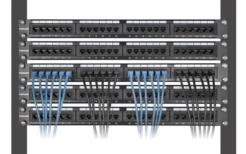 Slim Cat6 Ethernet Patch Cable 3Ft 10 Pack Blue With Snagless Boots 30AWG used in server rack