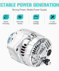 Premium 130 Amp 12V Alternator For Odyssey 3.5L 1999 2000 2001 CW Rotation Direct Fit Replacement viewed from side
