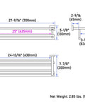Technical drawing of Brushed Dark Gold Stainless Steel Towel Rack With Shelf For Bathroom SUS 304 Hand Towel Holder wall mount