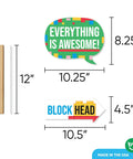 Awesome Funny Building Blocks Birthday Photo Booth Prop Kit Featuring Colorful Bricks Speech Bubbles And Arrow Signs For Super Dope Diy Party Setup Exactly Ten Pieces Chill Vibes showing a speech bubble and arrow sign measurements.