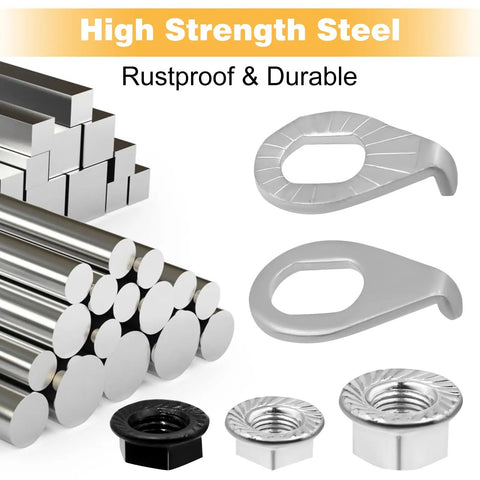 Close-up of high strength steel materials used in All In One Bike Axle Nuts And Safety Washers Kit 24 Pack M8, M9.5, M10 Sizes.