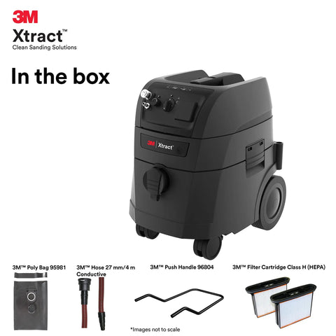 Xtract 9 Gallon Portable Dust Extractor Pro Grade Industrial Vacuum With Auto Filter Clean HEPA Filtration itemized components