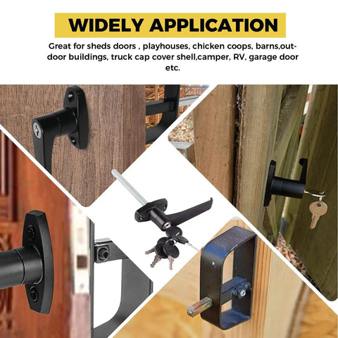Heavy Duty L Handle Lock Kit With Adjustable Stem And Rust Proof Steel Keeps Your Shed Or Garage Locked Down Tight Solid As A Rock This Durable Kit Comes Loaded With Five Keys For Serious Peace Of Mind