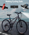 Rechargeable Solar Bike Lights With Ultra Bright Front Headlight And Rear Taillight All In One Built In Electric Bell USB Charging Waterproof Easy To Install For Road And Mountain Biking on bike
