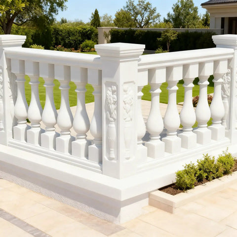 105Cm Balcony Spacer Column Molds For 90Cm Railing Styles Round Bottle Square Lotus Chrysanthemum installed on a patio