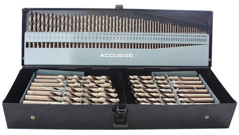 M35 HSS Drill Bit Set With 5 Percent Cobalt, 115-Piece Pro Grade Bits, 135 Degree Split Point, Sizes 1/16 To 1/2 Inch, Includes 1-60 And A-Z Bits, Heavy Duty High Speed Steel For Stainless Steel