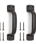 Heavy Duty 7 Inch Cast Iron Barn Door Pull Handles 2 Pack For Sliding Doors Gates Fences Drawers And Garages Dark Brown Metal Hardware Built To Last For Indoor Outdoor Use, screws