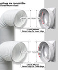 Detailed view of 5.1/5.9 inch coupler hoses for Portable AC Window Vent Kit With Adjustable 26 To 47 Inch Fit Universal Five Point One Inch And Five Point Nine Inch Coupler Weather Stripping Seals No Hassle Install For Most Portable Air Conditioners And Windows