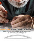 Man using a tool to install Ten Piece Curved Spring Bar Watch Band Pins Fits 30mm Straps With 1.5mm Diameter.