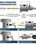 Heavy Duty Tungsten Carbide Hole Saw Kit 18 Piece Set installation steps with drill bit and wrench