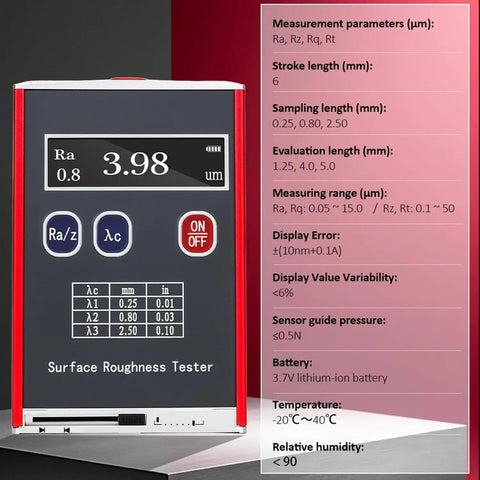 Portable Handheld Surfaces Roughness Tester with High Precision Digital Profilometer for Metal and Nonmetal Surfaces, OLED Display