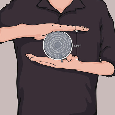 Person holding High-Pressure 3-Function Rain Shower Head With Luxury Modern Look Three Point Seven Five Inch Wide Angle