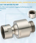 All Metal Shower Head Swivel Ball Joint Adapter For Solid Brass Adjustable Shower Arm Connector And Extension with built-in filter mesh