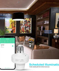 WiFi Light Socket E27 E26 Two Pack With Voice And App Control Plug And Play Works With Alexa And Google Home White Finish