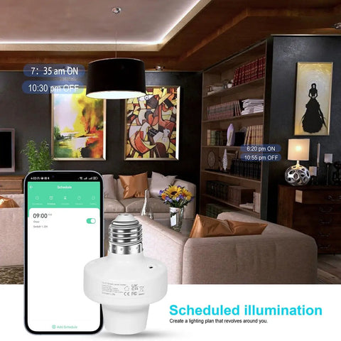 WiFi Light Socket E27 E26 Two Pack With Voice And App Control Plug And Play Works With Alexa And Google Home White Finish