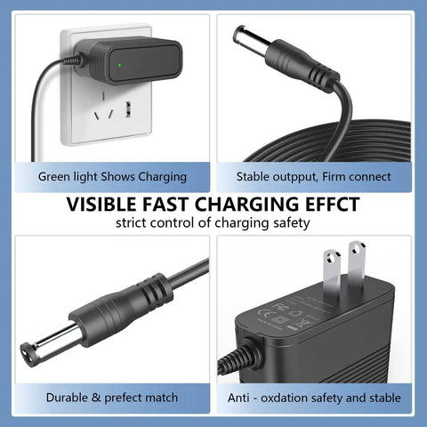10V Replacement Charger For Pet Stain Eraser Cordless Vacuum Models 2837 2842 2846 2877 Power Cord AC DC Adapter, charging features