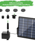 Solar Water Fountain Pump Kit For Outdoor Features 2026 Upgraded DIY Kit With 6 Nozzles And 9.8ft Power Cord components