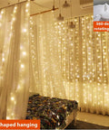 300 LED Curtain Fairy Lights With Remote 8 Modes USB Plug In Twinkle Silver Wire for bedroom, warm white glow, 9.8 x 9.8 feet