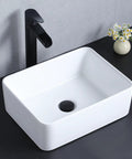 Vessel Sink 22 x 15 Inch White Ceramic Above-Counter Bathroom Sink, Rectangular Vessel Wash Basin for Vanity, sleek design