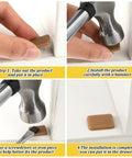 60 Piece Tack In Drawer Glides For Dressers And Furniture Repair featuring installation steps showing hammering and placement.