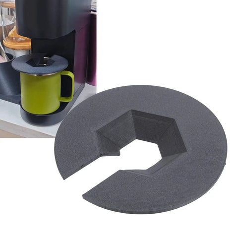 Spill Proof PLA Coffee Cup Splash Guard on green mug in coffee machine and separate view