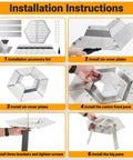 Installation instructions for Dope 19.5 Inch Heat Deflector For Solo Stove with detailed steps and images of stainless steel components.