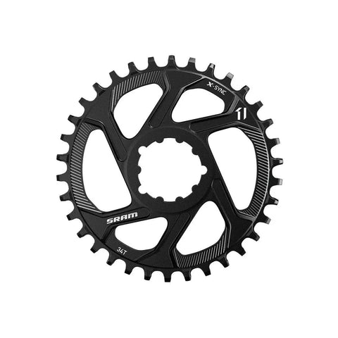 X Sync 38T Direct Mount Off Set Aluminum 12 Speed Chain Ring for 1x Drivetrains, lightweight CNC precision, black finish, top view