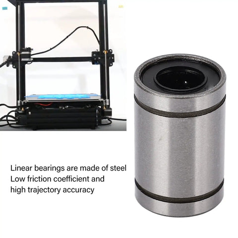 Cool 10pc Alloy Steel Linear Motion Ball Bearings With Smooth Glide Fit For 3D Printers, Engraving Machines And Wind Power Gear That Slays close-up of steel linear bearing for 3D printers.