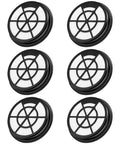 Six black circular inlet frames with white mesh for NEN110A NEN110B NEN110D Vacuum Filter Compatible With Eureka WhirlWind Bagless.