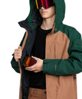 Person showing inside of GORE-TEX 2 Layer Ski And Snowboard Jacket With 20K Waterproof Fully Taped Seams Terra Brown XXL