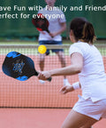 Players using Premium Wood Pickleball Paddle Set For Men And Women With Four Cushioned Grip Paddles on court