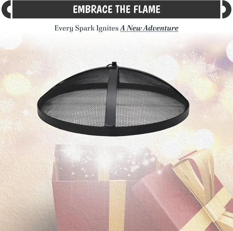Round Fire Pit Spark Screen Compatible With Bonfire Size Pits Carbon Steel Mesh Cover With Easy Lift Hook featured above gifts