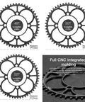 48T, 50T, 52T views of 104BCD CNC Aluminum Narrow Wide Chainring For MTB And Road Bikes, 34T, 32-52T Range, Ultra Light 7075-T6, Anti Drop
