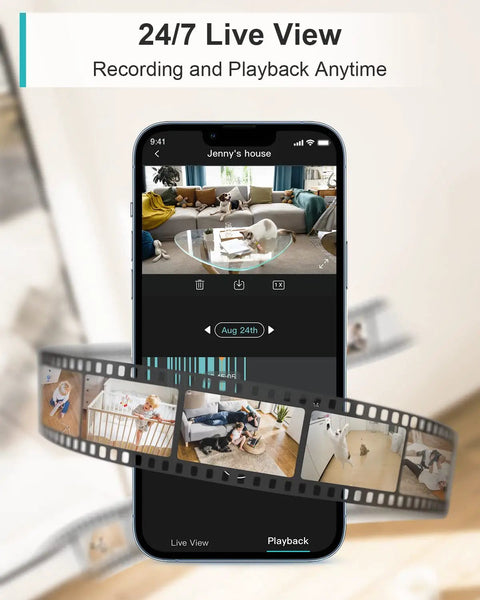 4MP Indoor Security Camera With Night Vision And 135 Degree Wide View Perfect For Pet And Baby Monitoring Motion And Human Detection app view on phone