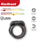 4 Digit Combination Bicycle Cable Lock, 5/16 Inch Diameter Security Cable For Bikes, Scooters, Electric Bikes With Warranty Info