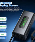 54.6V 2A Electric Scooter Charger With LED Display For Hoverboards And 48V Lithium Batteries showing voltage and charge time