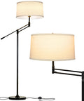 Mid Century Modern Dope Height Adjustable LED Floor Lamp with beige shade for living room, bedroom, and office decor.