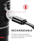 Micro USB charging port of Rechargeable 500 Lumen LED Work Light And Flashlight With Red Light Mode And Red Flashing Mode