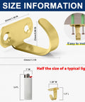 Stainless Steel Screw Mounted Ceiling Hooks Built Tough Heavy Duty Coat Hangers For Bathroom Kitchen Garage Cabinet 10 Pack Brushed Gold Under Shelf Towel Robe Clothes Hooks Rustproof Easy Install with size comparison.